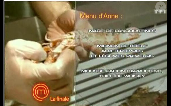 Deuxième épreuve, voilà le menu d'Anne... (finale de MasterChef - 4 novembre 2010)