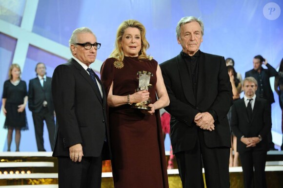 Martin Scorsese, Catherine Deneuve et Costa Gavras lors de la soirée hommage au cinéma français lors de la dixième édition du Festival International du Film de Marrakech