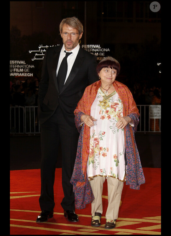 Lambert Wilson et Agnès Varda lors de la soirée en hommage au cinéma français lors du dixième Festival International du Film de Marrakech le 4 décembre 2010