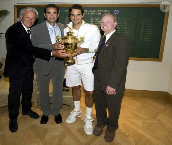 Bjorn Borg, Pete Sampras et Roger Federer, Londres juillet 2009