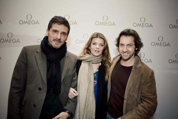 Pascal Elbé, Gwendoline Hamon et Frédéric Diefenthal lors de la soirée du lancement de la collection Ladymatic de la maison Omega, dans la boutique des Champs-Elysées le 7 décembre 2010