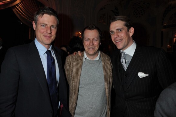 Zac Goldsmith, Tom Parker Bowles et Ben Elliott à la soirée anniversaire des 10 ans de la marque Quintessentially, le 13 décembre 2010.