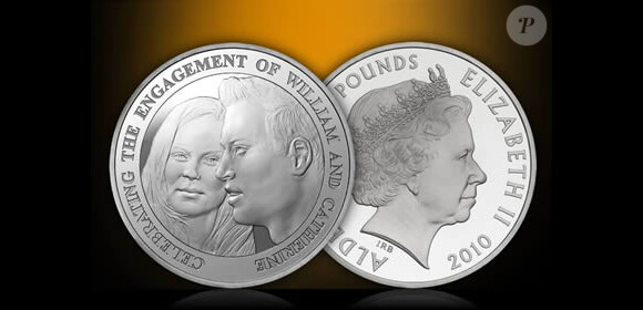 La pièce Royal Mint commémorant les fiançailles du prince William et Kate Middleton