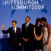 Nicolas et Carla Sarkozy avec Barack et Michelle Obama en septembre 2009