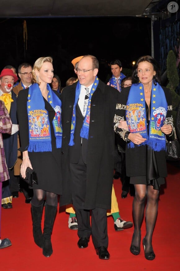 Charlene, Albert et Stéphanie au 35e festival international du cirque de Monaco. 25 janvier 2011