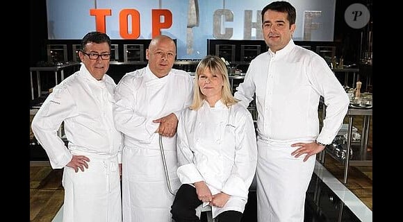 Ci-dessus, la fine équipe du jury de Top Chef : Christian Constant, Thierry Marx, Ghislaine Arabian et Jean-François Piège.