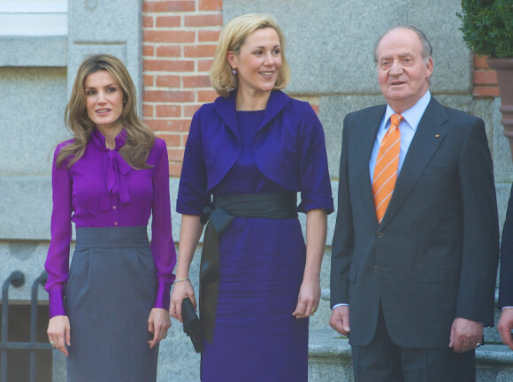 Letizia d'Espagne, Bettina Wulff et le roi Juan Carlos à Madrid, le 11 février 2011.