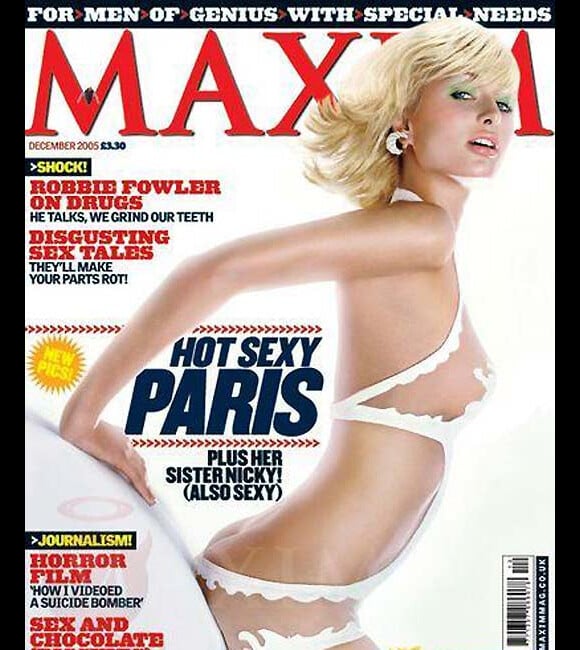 Paris Hilton fête ses 30 ans le 17 février 2011. Couverture du magazine Maxim, novembre 2005.
