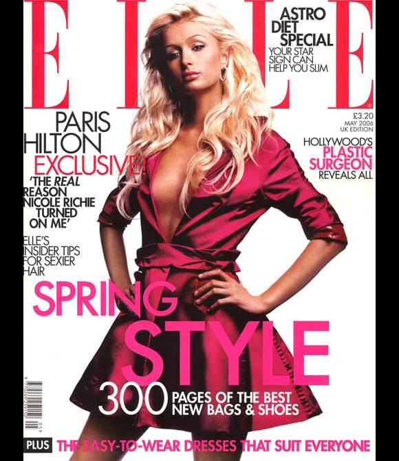 Paris Hilton fête ses 30 ans le 17 février 2011. Couverture du magazine Elle, mai 2006.