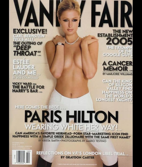 Paris Hilton fête ses 30 ans le 17 février 2011. Couverture du magazine Vanity Fair, octobre 2005.
