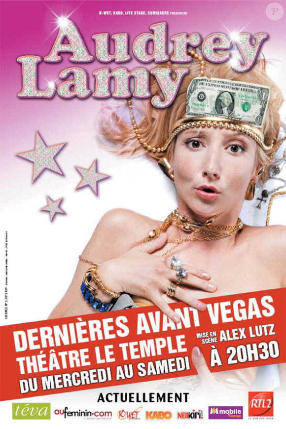 L'affiche du spectacle d'Audrey Lamy : dernières avant Vegas. 