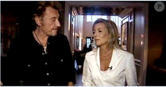 Johnny et Claire Chazal pendant l'interview diffusé le 27 février sur TF1
