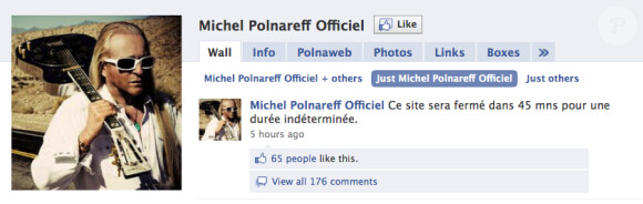 Michel Polnareff annonce la fermeture de ses comptes Facebook et Twitter, le 4 mars 2011