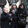 Claude Lelouch, Salomé Lelouch et Evelyne Bouix quittant l'église Saint-Roch à Paris où se sont déroulées les obsèques d'Annie Girardot le 4 mars 2011