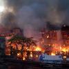 L'incendie du bidonville de Garib Nagar (quartier de Bandra) à Mumbai en Inde en juin 2009