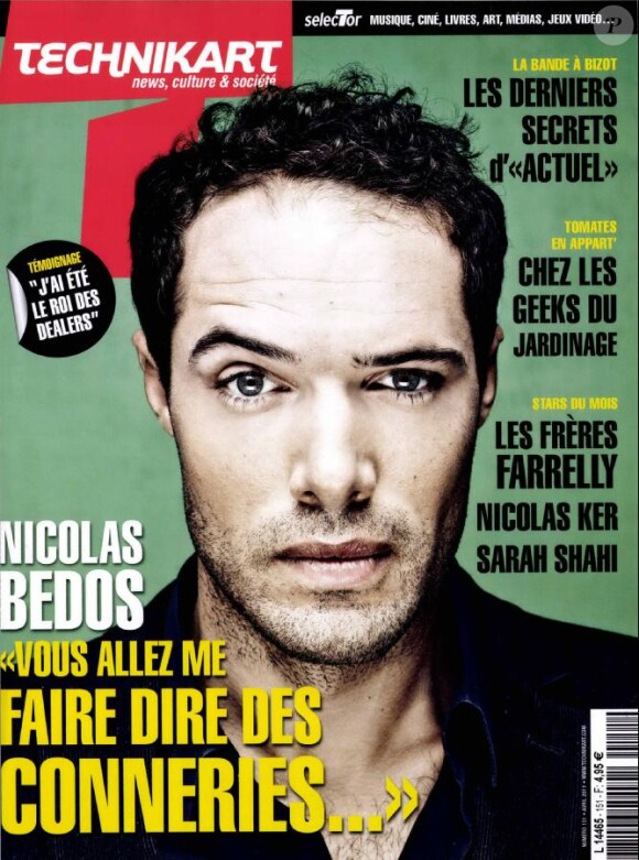 Nicolas Bedos en couverture de Technikart, en kiosques le 30 mars 2011