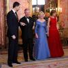 Le prince Charles et Camilla en visite officielle en Espagne, le 30 mars 2011. Dîner de Gala au Palais, à Madrid. Ils sont reçus par Letizia et Felipe d'Espagne !