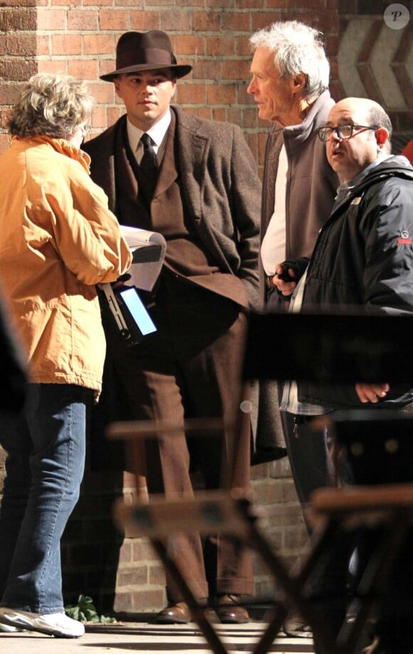 Leonardo DiCaprio sur le tournage de J. Edgar, de Clint Eastwood, à Los Angeles, le 11 février 2011.