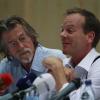 John Hurt et Kiefer Sutherland, lors de la conférence de presse pré-tournage de Melancholia, en juillet 2010.