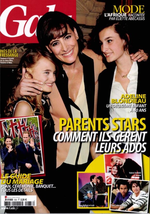 Couverture du magazine Gala avec Inès de la Fressange et ses filles Nine et Violette