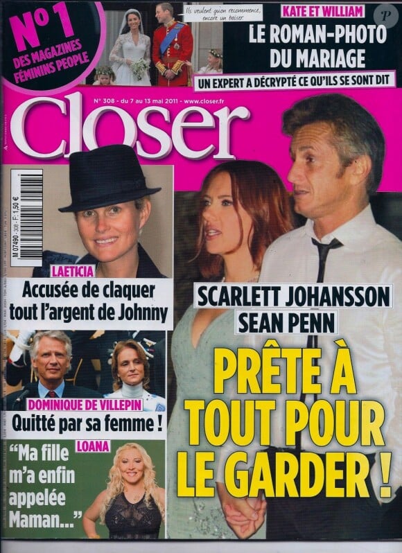 Couverture du magazine Closer en kiosques le 7 mai 2011.