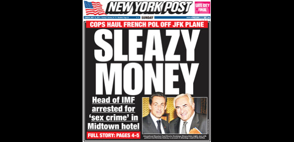 Le New York Post fait sa une du samedi 14 mai sur l'affaire DSK.