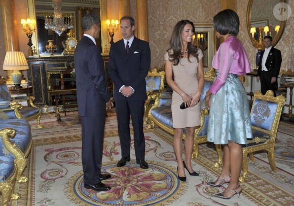 Barack et Michelle Obama à Buckingham Palace, rencontre avec William et Kate, à Londres, le 24 mai 2011.