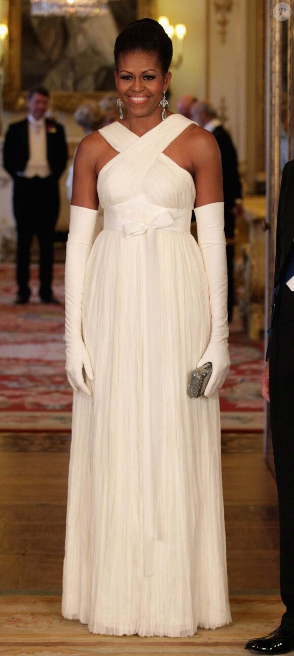 Michelle Obama, dîner de gala à Buckingham Palace, à Londres, le 24 mai 2011.