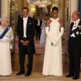Barack et Michelle Obama, Elizabeth II et le duc d'Edinbourg, dîner de gala à Buckingham Palace, à Londres, le 24 mai 2011.