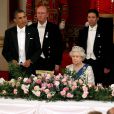 Barack et Michelle Obama, Elizabeth II et le duc d'Edinbourg, dîner de gala à Buckingham Palace, à Londres, le 24 mai 2011.
