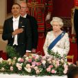 Barack Obama et Elizabeth II, dîner de gala à Buckingham Palace, à Londres, le 24 mai 2011.