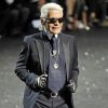 Karl Lagerfeld au défilé Haute Couture Chanel 2011/2012. Paris, le 6 juillet 2011