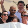 Tony Parker, de passage à Saint-Tropez avec ses amis, dont DJ Cut Killer. Le 8 juillet 2011