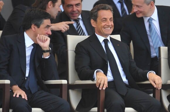 Nicolas Sarkozy et François Fillon lors du défilé du 14 juillet 2011, à Paris.