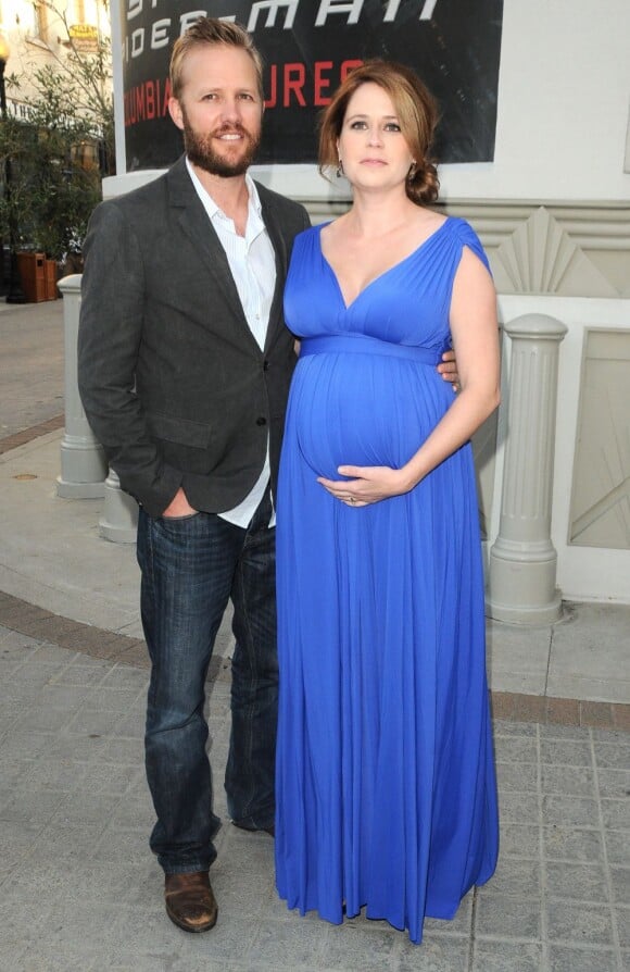 Jenna Fischer enceinte et son mari Lee Kirk à la première de A Little Help à Los Angeles le 14 juillet 2011