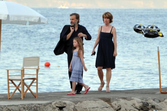 Christoph Waltz en compagnie de sa femme et sa fille à Ischia le 10 juillet 2011
