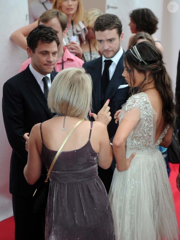 Avant-première de Sexe entre amis à Moscou le 26 juillet 2011 : Justin Timberlake, Mila Kunis et le réalisateur Will Gluck.