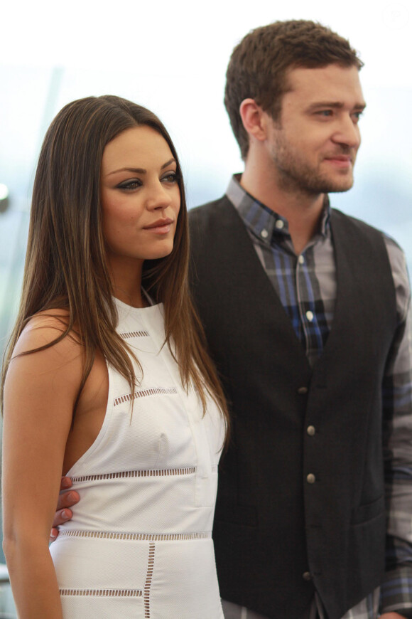 Mila Kunis et Justin Timberlake lors du photocall à Moscou du film Sexe entre amis le 27 juillet 2011