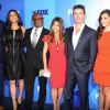 Simon Cowell entouré du jury de X-Factor USA à l'époque où Cheyl Cole faisait encore partie du casting 