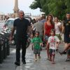 Christian Audigier à Ibiza le 11 août 2011, en famille avec ses fils et sa compagne Nathalie Sorensen