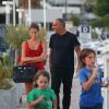 Christian Audigier à Ibiza le 11 août 2011, en famille avec ses fils et sa compagne Nathalie Sorensen