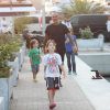 Christian Audigier à Ibiza le 11 août 2011, en famille avec ses fils et sa compagne Nathalie Sorensen