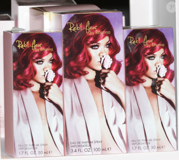 Le sublime packaging de sa fragrance Reb'l Fleur, le 19 août 2011.