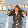 Jean-Roch fait du jet lev sur le tournage de son clip Saint-Tropez, à Saint-Tropez le 21 août 2011