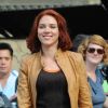 Scarlett Johansson reprend son rôle de la Veuve noire tenu dans Iron Man 2 sur le tournage de The Avengers, à New York, le 2 septembre 2011.