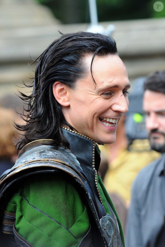 Tom Hiddleston sur le tournage de The Avengers, à New York, le 2 septembre 2011.