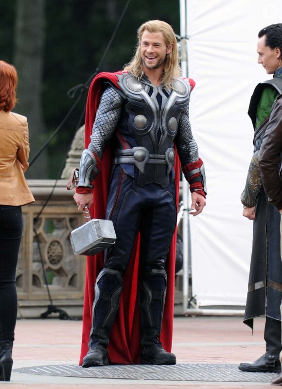 Chris Hemsworth sur le tournage de The Avengers, à New York, le 2 septembre 2011.