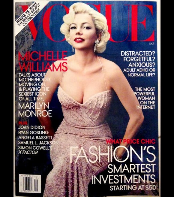 Michelle Williams en couverture du Vogue américain d'octobre 2011