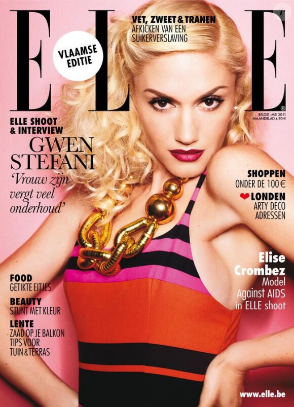 Gwen Stefani, sublime en Une de l'édition belge du magazine Elle. Mai 2011.