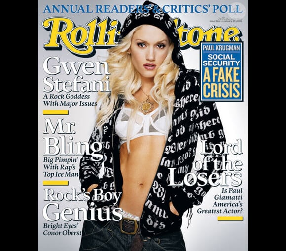 La chanteuse Gwen Stefani en couverture du magazine Rolling Stone. Janvier 2005.